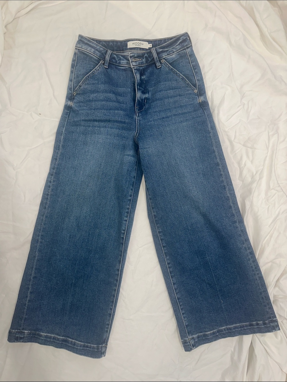 HIDDEN NYC Wide-Leg Mid Blue Jeans - Picture 4 of 8